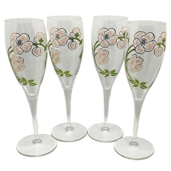 Perrier-Jouet Other - Vintage 1900-1919 4 Perrier-Jouet Antique French Handpainted Champagne Flutes